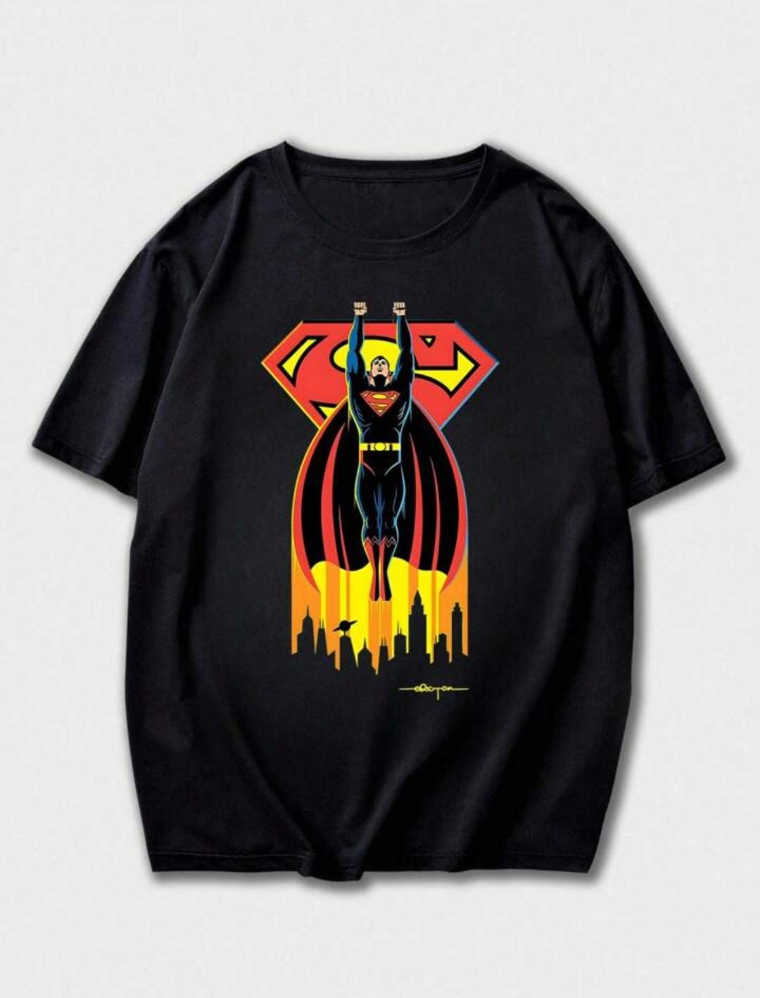 Flying Superman Oversize Printed T-shirt For Men's