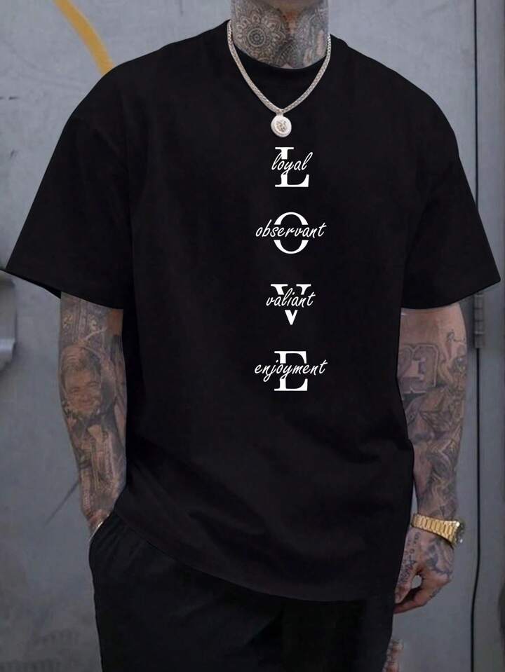 L.O.V.E Black Printed Tshirt For Mens