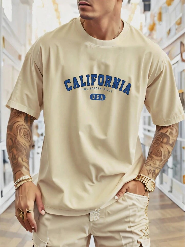 California USA Beige Off Shoulder Imported Tshirt