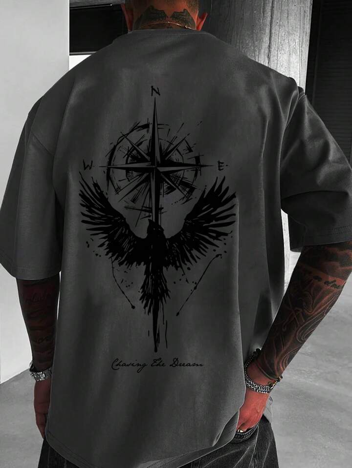 Chasing The Dream Dark Grey Off Shoulder Tshirt For Mens