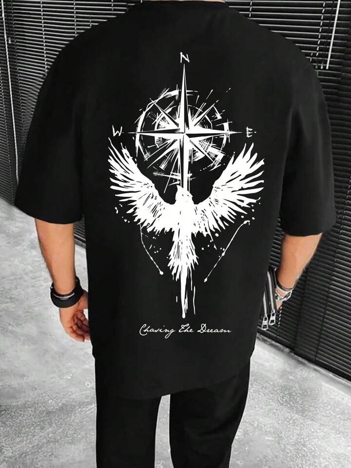 Chasing The Dream Black Off Shoulder Tshirt For Mens