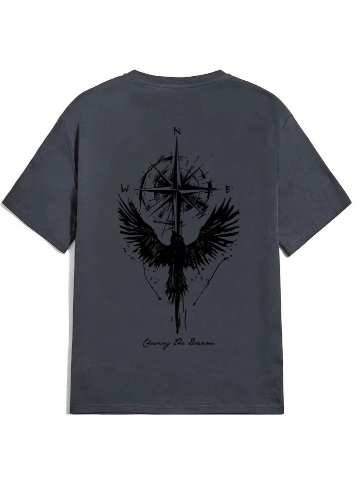 Chasing The Dream Dark Grey Off Shoulder Tshirt For Mens