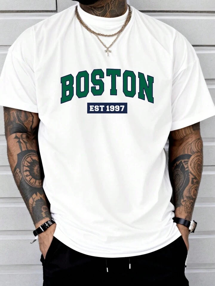 BOSTON EST 1997 White Oversize Imported Tshirt