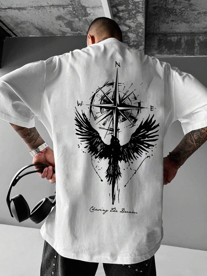 Chasing The Dream White Off Shoulder Tshirt For Mens