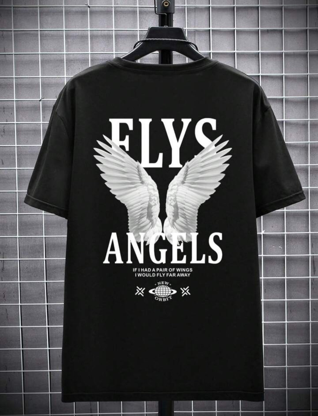 Flys Angels Black Oversize Tshirt For Mens