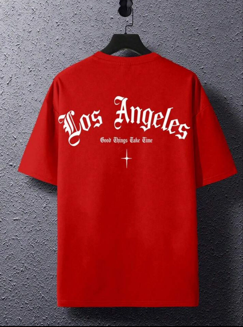 Red Good Things Take Time Oversize Tshirt