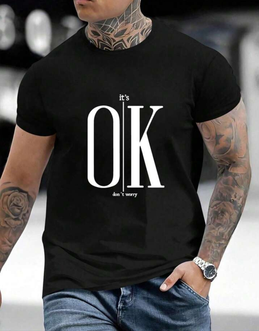 Black OK Printed Oversize Imported Tshirt
