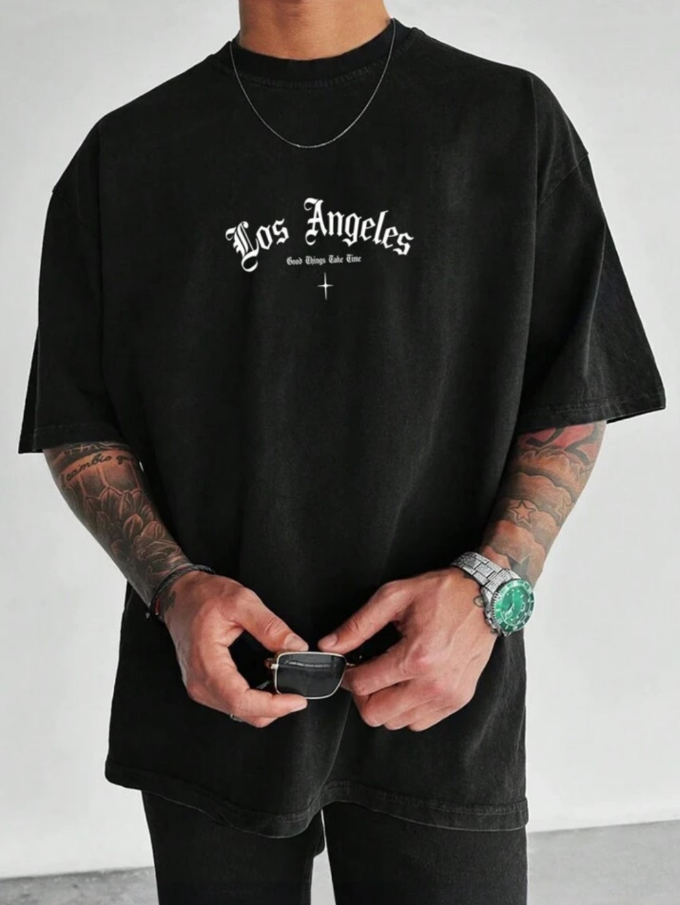 Black Good Things Take Time Oversize Imported Tshirt