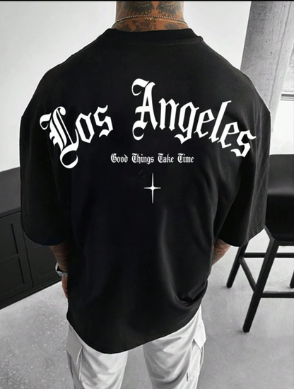 Black Good Things Take Time Oversize Imported Tshirt