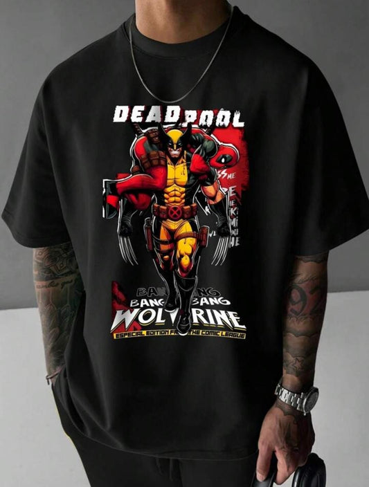 Deadpool X Wolverine Oversize Printed T-shirt For Men's