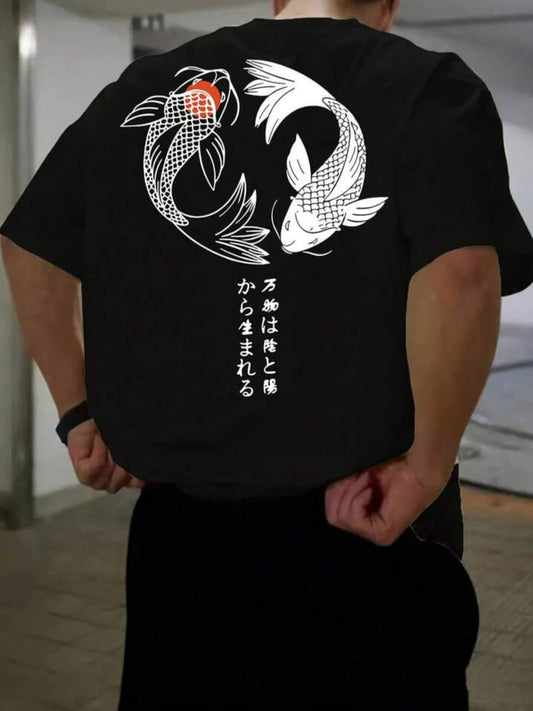 Fishing Round Oversized Printed T-shirts For Men's