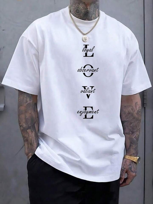 L.O.V.E White Printed Tshirt For Mens