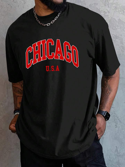 Chichago U.S.A Black Oversize Imported Tees