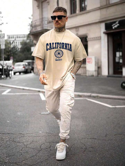 AUS California Oversize Beige Tshirt For Mens
