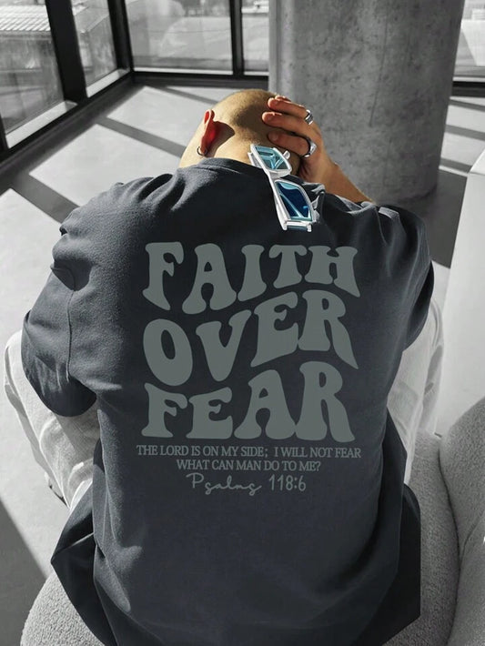 Faith Over Fear Dark Grey Oversize Tshirt