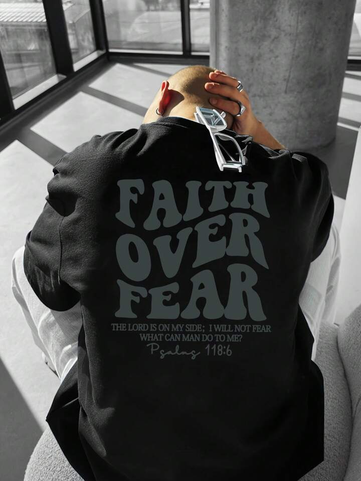 Faith Over Fear Black Oversize Imported Tshirt