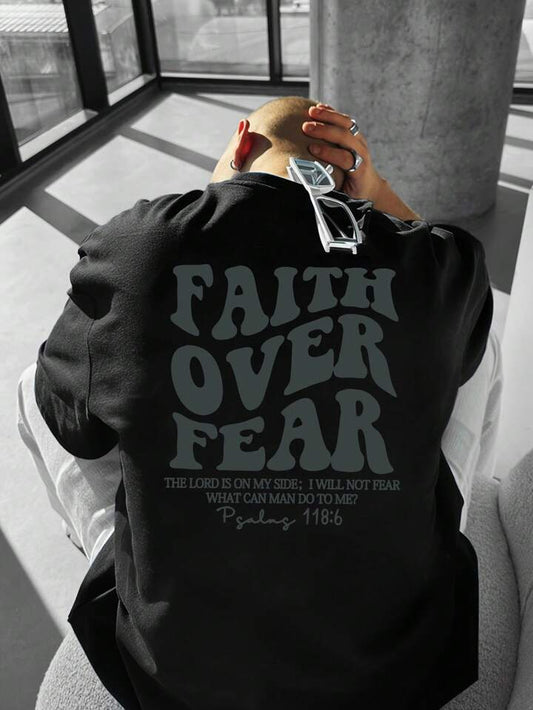 Faith Over Fear Black Oversize Imported Tshirt