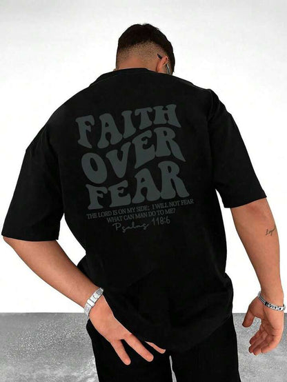 Faith Over Fear Black Oversize Imported Tshirt