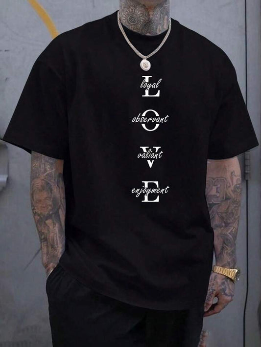 L.O.V.E Black Printed Tshirt For Mens