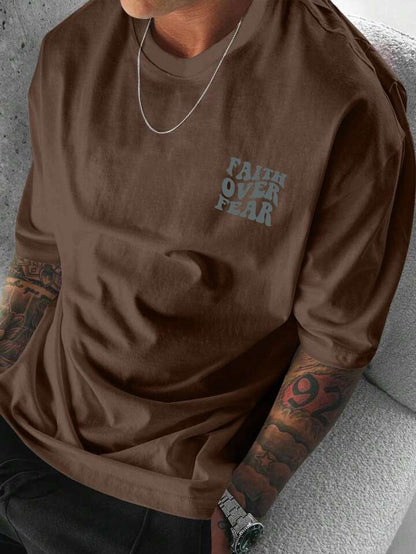 Faith Over Fear Brown Oversize Tshirt