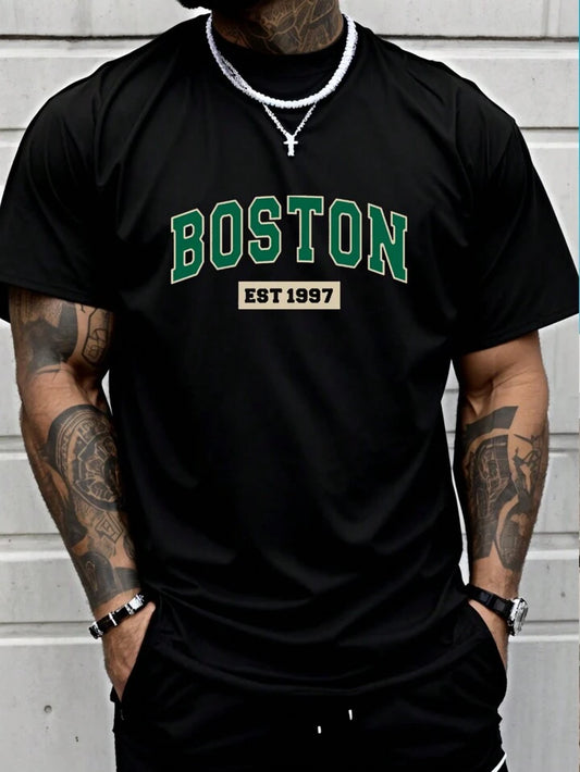BOSTON EST 1997 Black Oversize Imported Tshirt