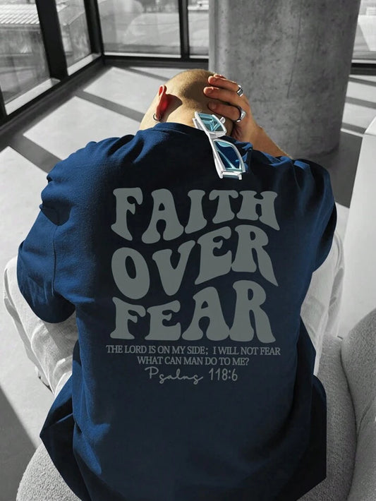 Faith Over Fear Navy Oversize Tshirt