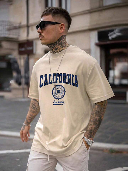AUS California Oversize Beige Tshirt For Mens