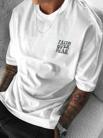 Faith Over Fear White Oversize Imported Tshirt