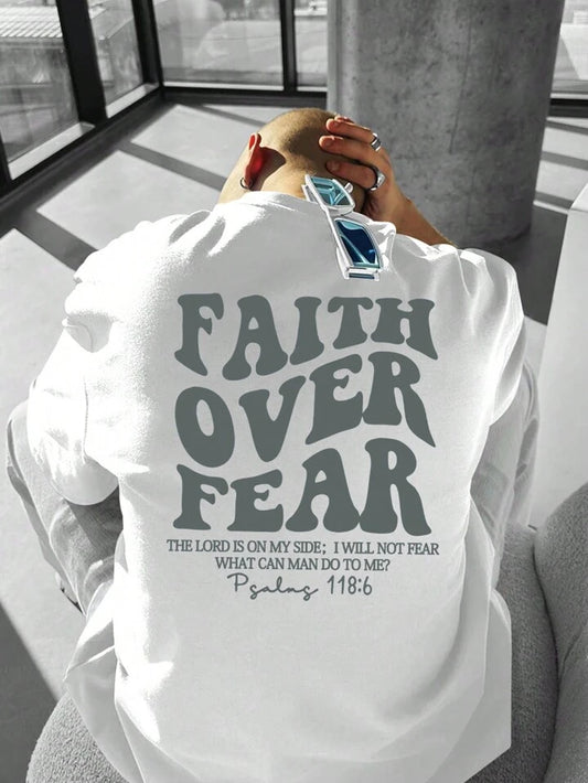 Faith Over Fear White Oversize Imported Tshirt