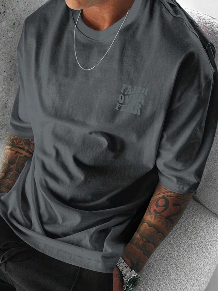 Faith Over Fear Dark Grey Oversize Tshirt
