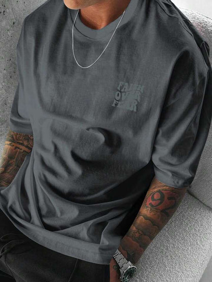 Faith Over Fear Dark Grey Oversize Tshirt