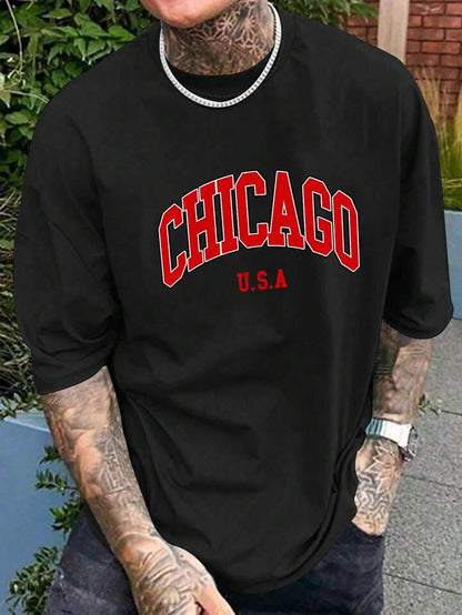 Chichago U.S.A Black Oversize Imported Tees