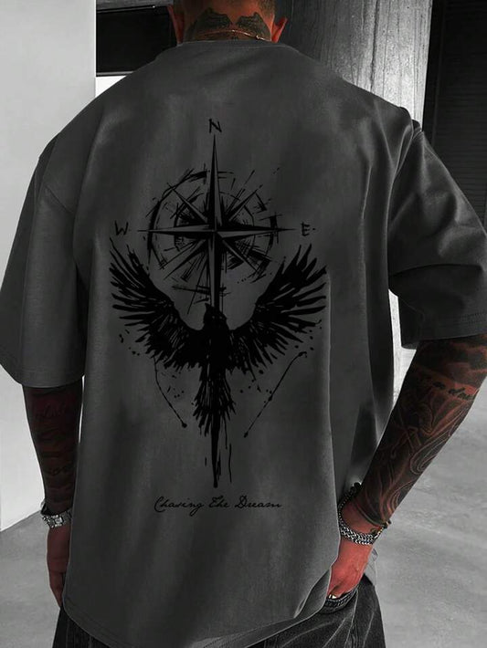 Chasing The Dream Dark Grey Off Shoulder Tshirt For Mens