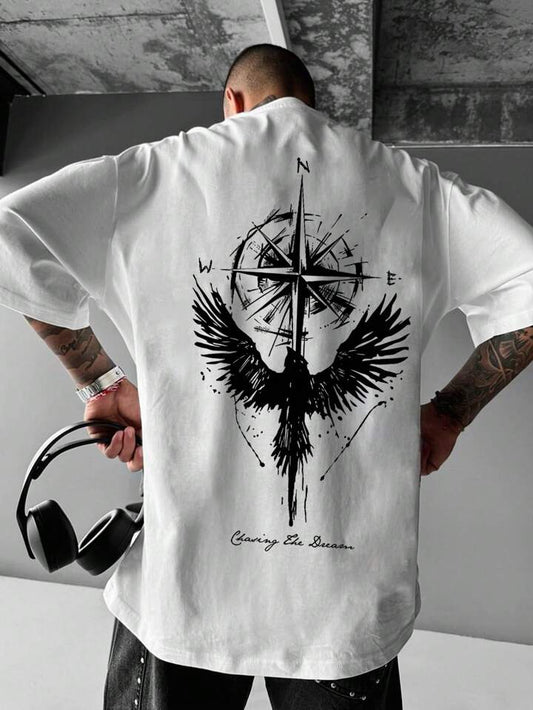 Chasing The Dream White Off Shoulder Tshirt For Mens