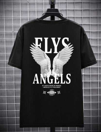 Flys Angels Black Oversize Tshirt For Mens